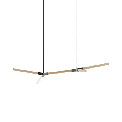 Bough Little Double LED Pendant Light in Maple/Matte Black.