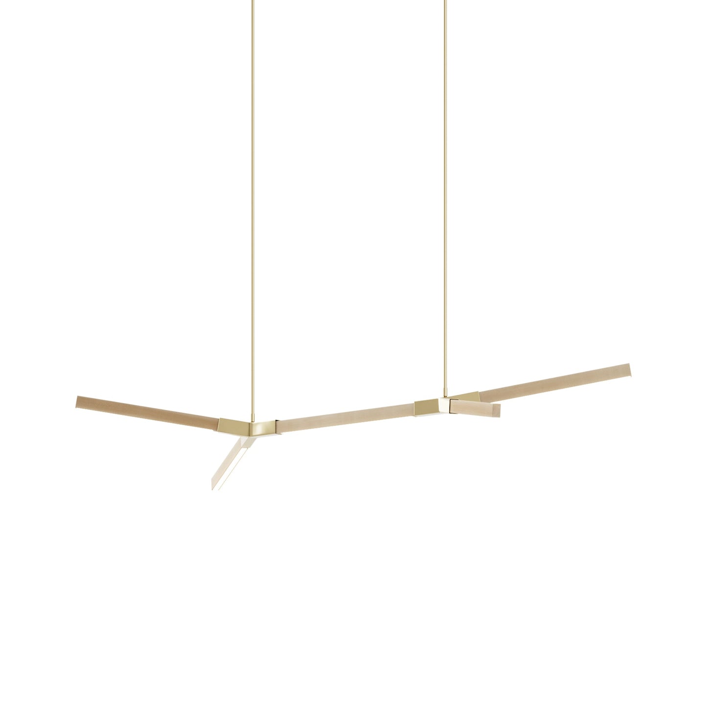 Bough Little Double LED Pendant Light in Maple/Polished Brass.