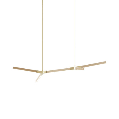 Bough Little Double LED Pendant Light in Maple/Polished Brass.