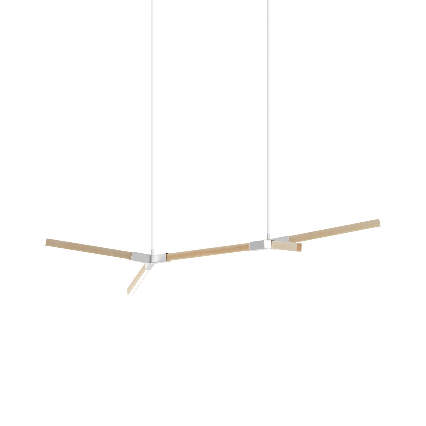 Bough Little Double LED Pendant Light in Maple/Polished Nickel.