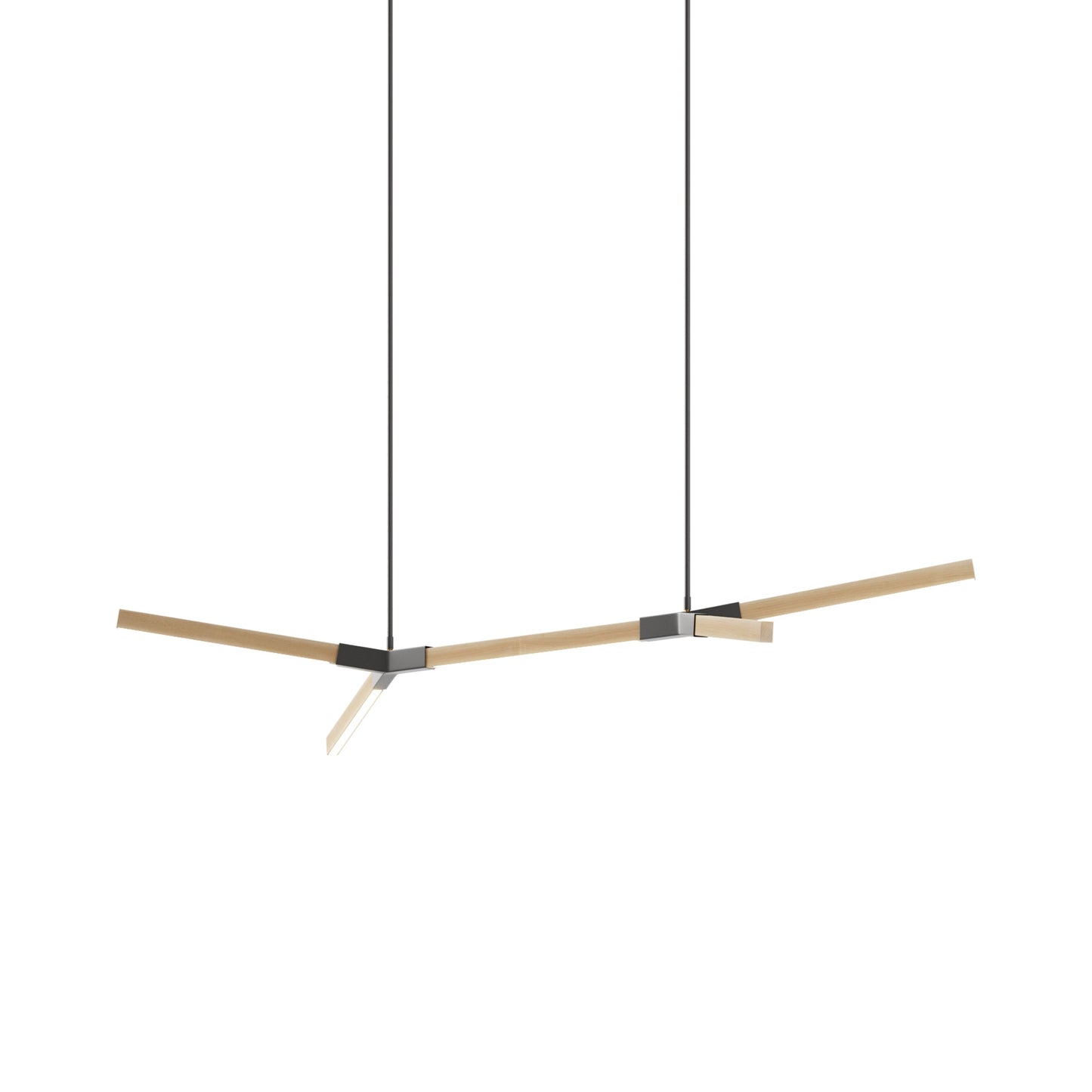 Bough Little Double LED Pendant Light in Maple/Slate Grey.