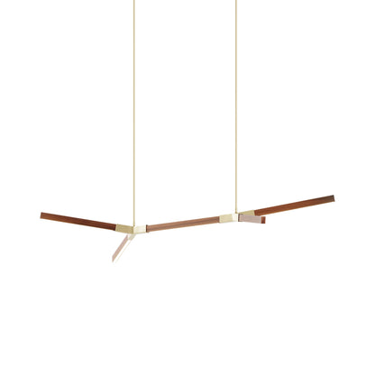 Bough Little Double LED Pendant Light in Water Tower Redwood/Brushed Brass.