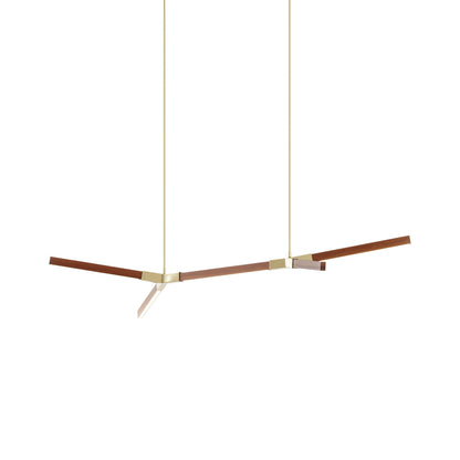 Bough Little Double LED Pendant Light in Water Tower Redwood/Polished Brass.