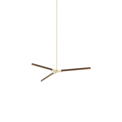 Bough Little LED Pendant Light in American Walnut/Polished Brass.