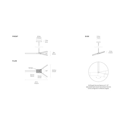 Bough Little LED Pendant Light - line drawing.