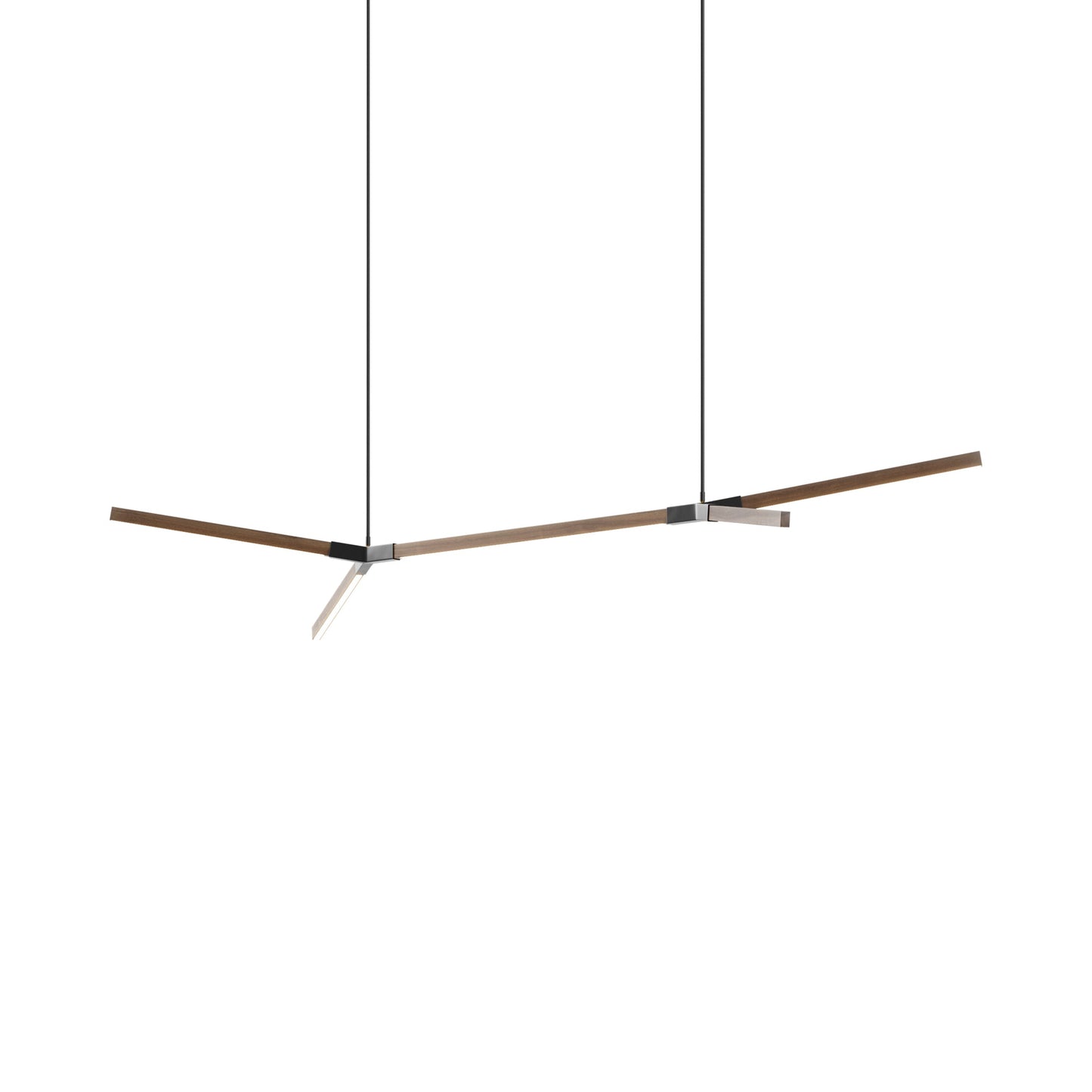Bough Middle Double LED Pendant Light in American Walnut/Blackened.