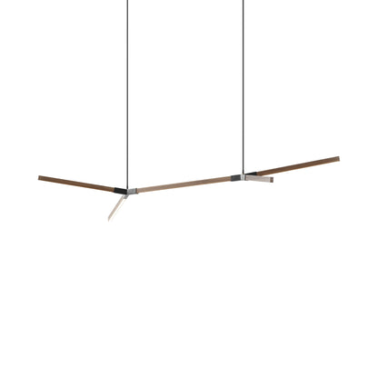 Bough Middle Double LED Pendant Light in American Walnut/Blackened.