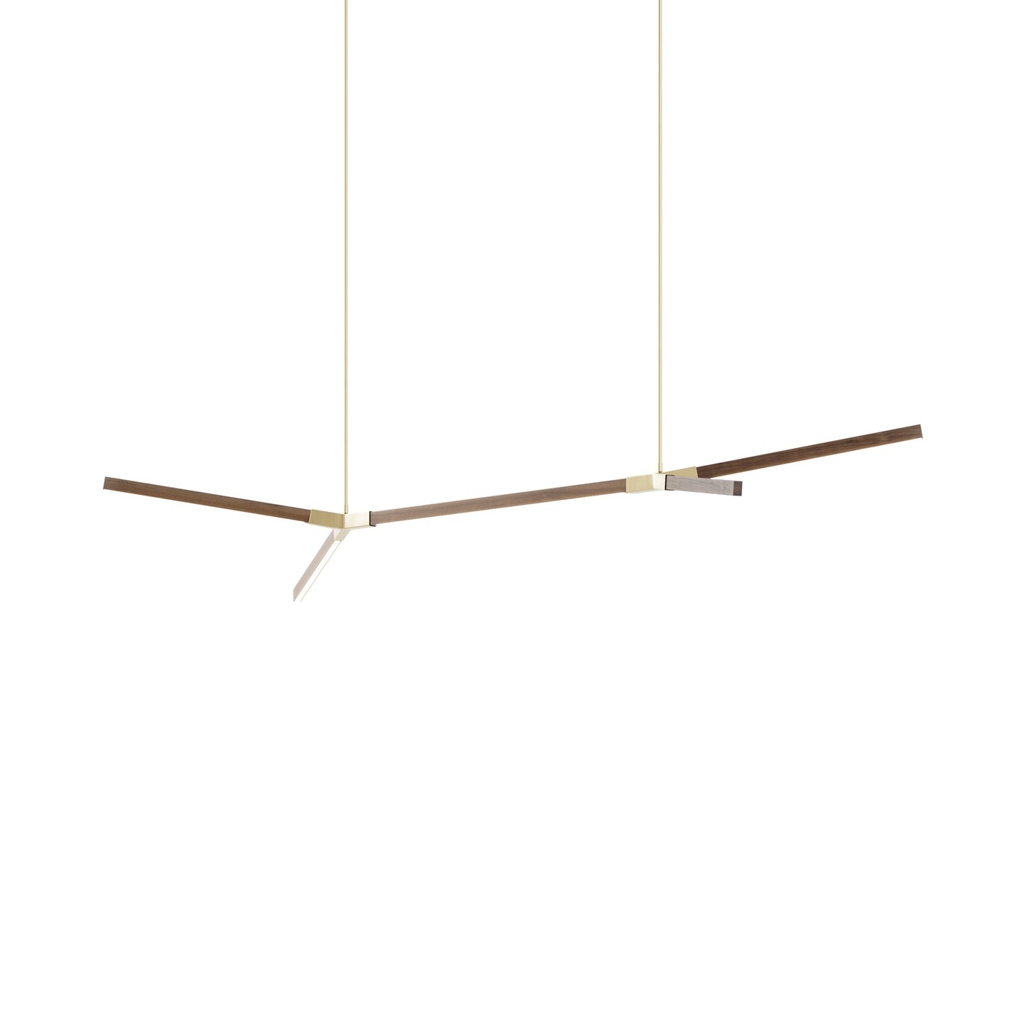 Bough Middle Double LED Pendant Light in American Walnut/Brushed Brass.