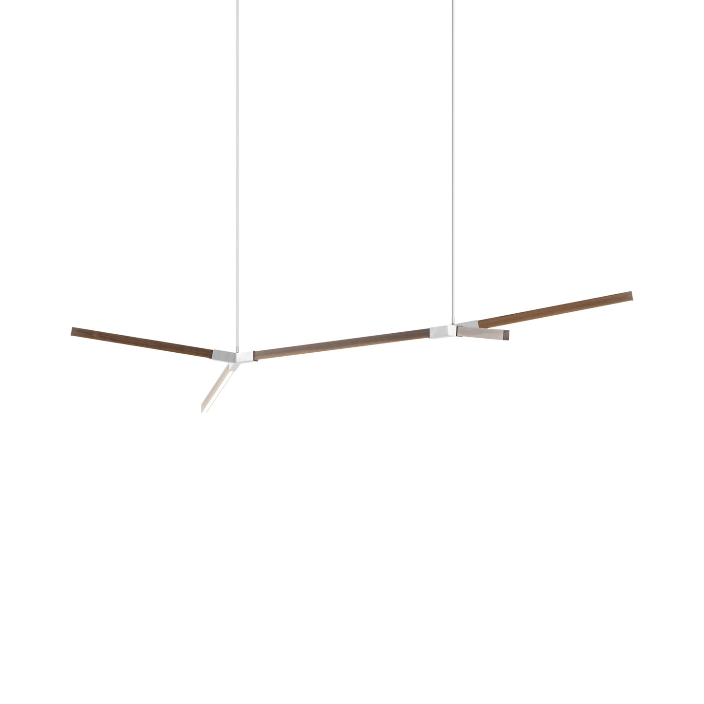 Bough Middle Double LED Pendant Light in American Walnut/Brushed Nickel.