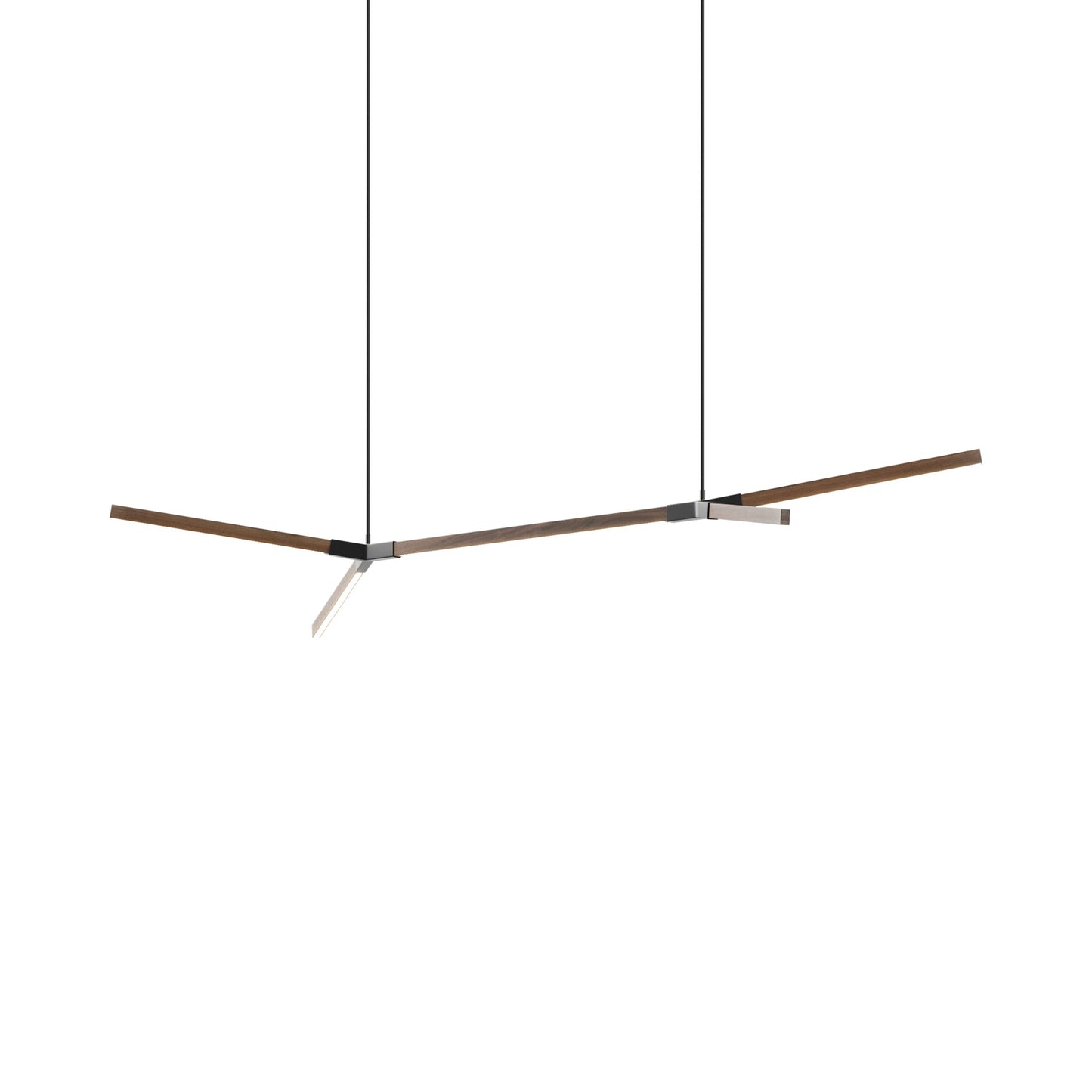 Bough Middle Double LED Pendant Light in American Walnut/Matte Black.