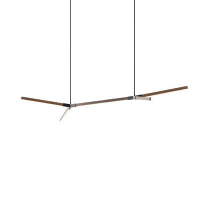 Bough Middle Double LED Pendant Light in American Walnut/Matte Black.
