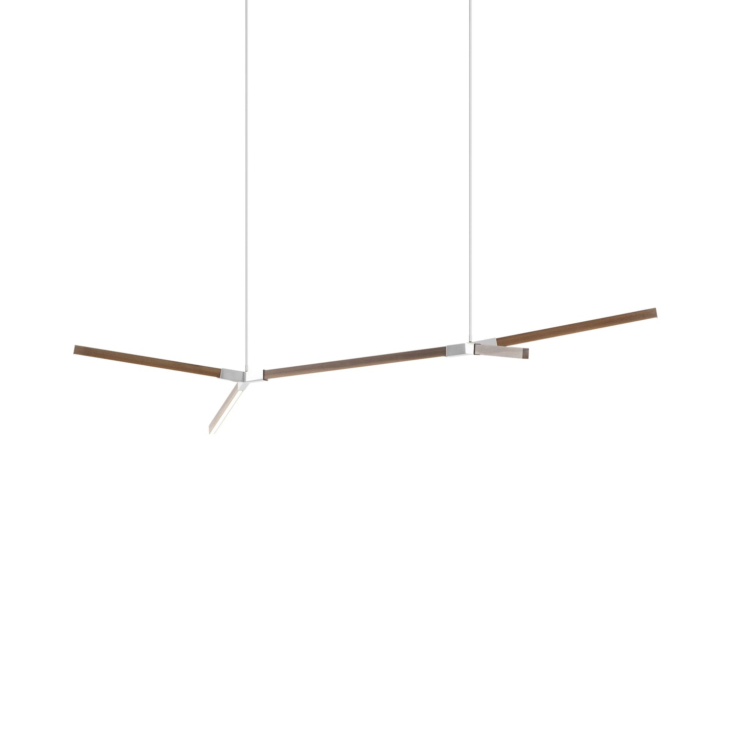Bough Middle Double LED Pendant Light in American Walnut/Polished Nickel.