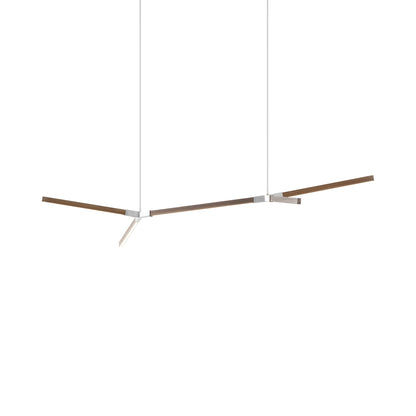 Bough Middle Double LED Pendant Light in American Walnut/Polished Nickel.