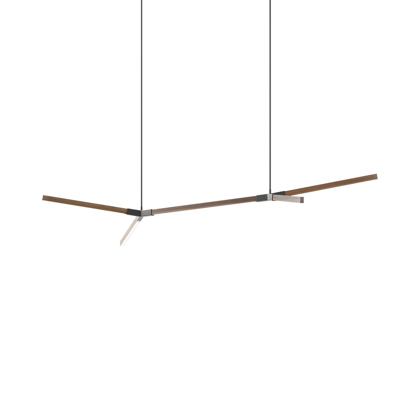 Bough Middle Double LED Pendant Light in American Walnut/Slate Grey.