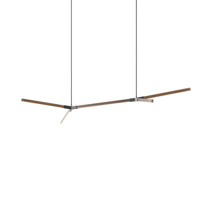 Bough Middle Double LED Pendant Light in American Walnut/Slate Grey.