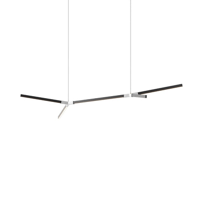 Bough Middle Double LED Pendant Light in Ebonized Oak/Brushed Nickel.