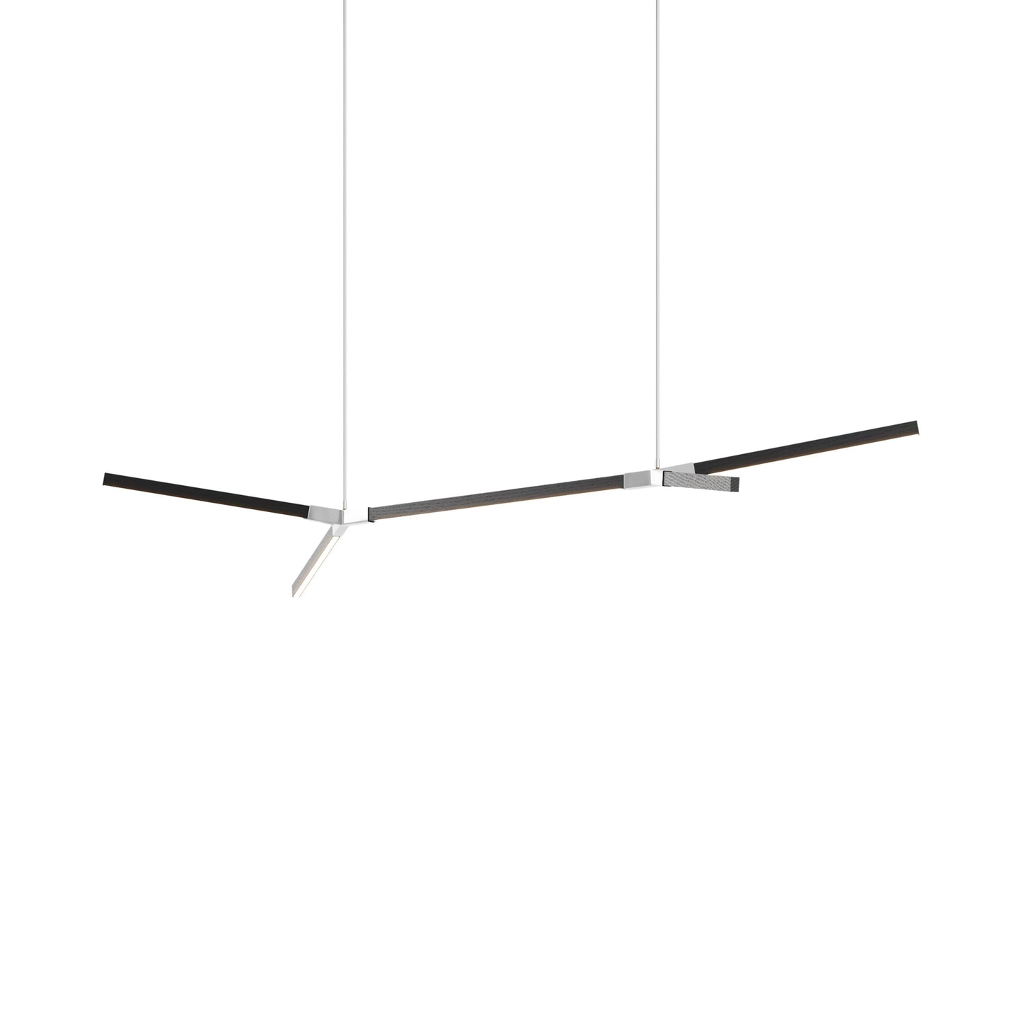 Bough Middle Double LED Pendant Light in Ebonized Oak/Polished Nickel.
