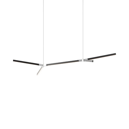 Bough Middle Double LED Pendant Light in Ebonized Oak/Polished Nickel.