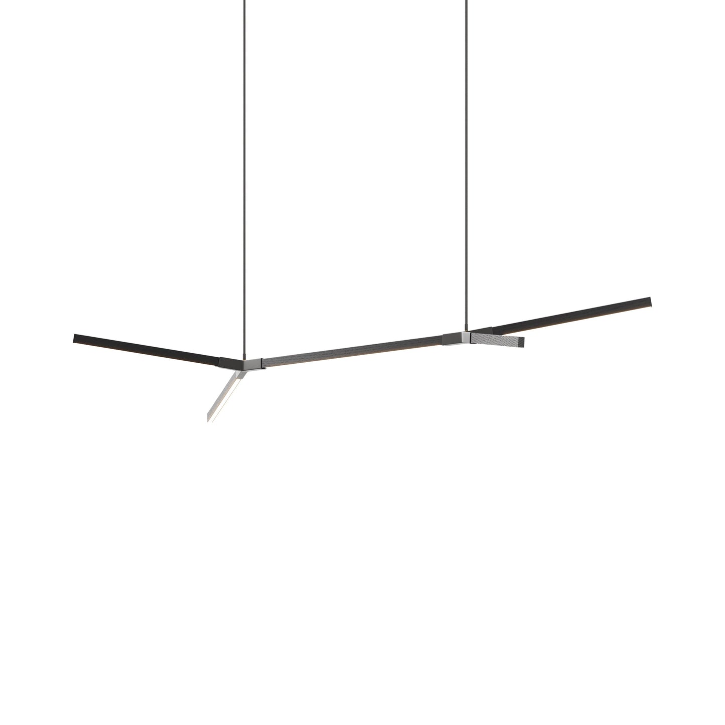 Bough Middle Double LED Pendant Light in Ebonized Oak/Slate Grey.
