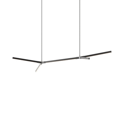 Bough Middle Double LED Pendant Light in Ebonized Oak/Slate Grey.