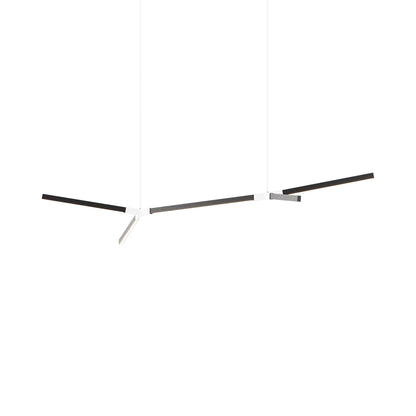 Bough Middle Double LED Pendant Light in Ebonized Oak/White.