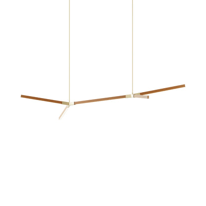 Bough Middle Double LED Pendant Light in Heart Pine (Reclaimed)/Brushed Brass.