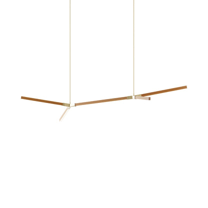 Bough Middle Double LED Pendant Light in Heart Pine (Reclaimed)/Polished Brass.