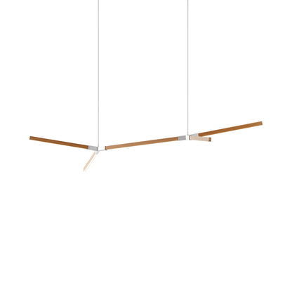 Bough Middle Double LED Pendant Light in Heart Pine (Reclaimed)/Polished Nickel.