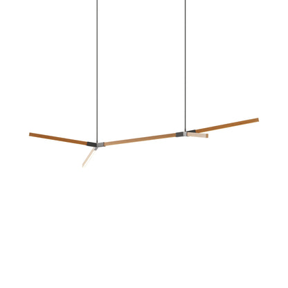 Bough Middle Double LED Pendant Light in Heart Pine (Reclaimed)/Slate Grey.