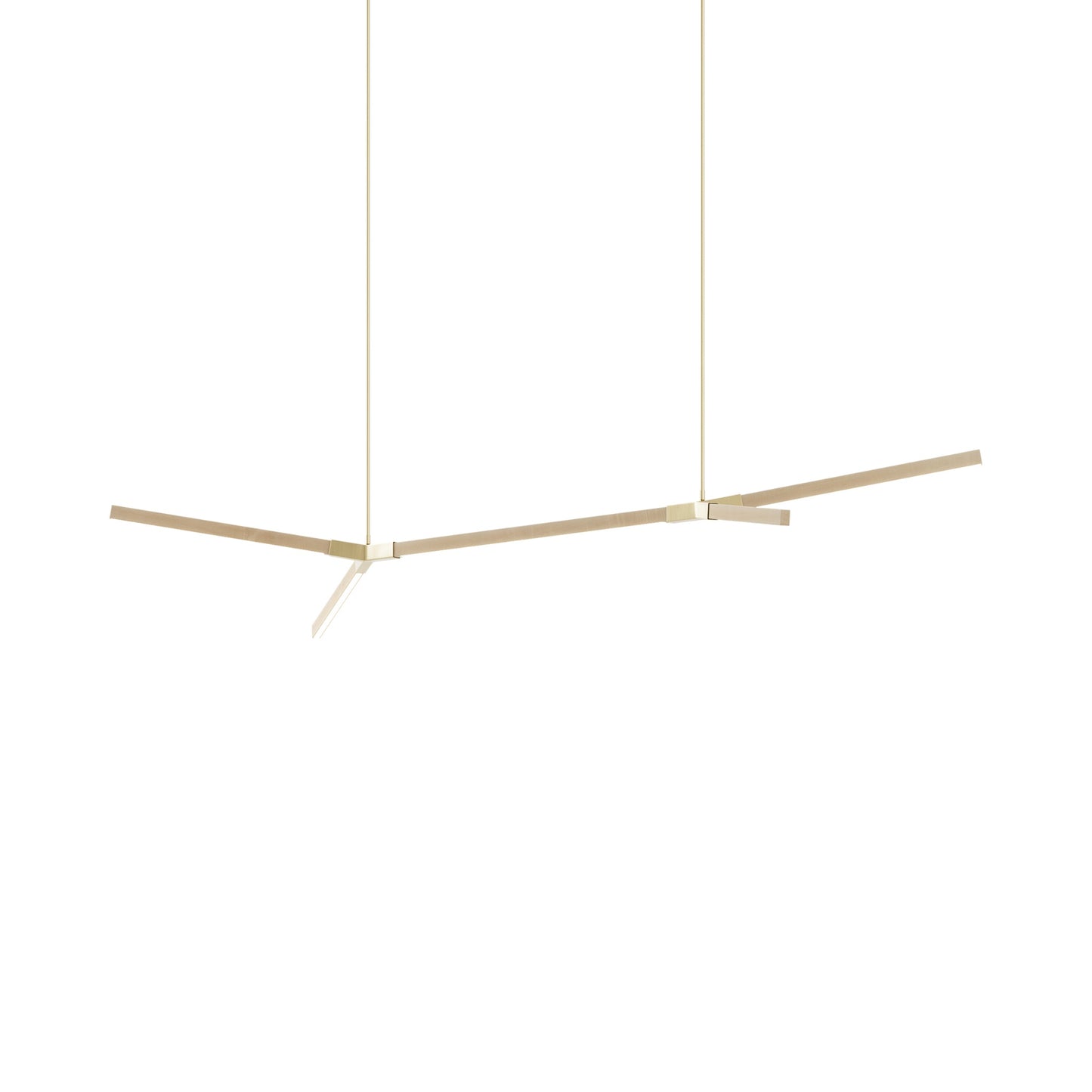 Bough Middle Double LED Pendant Light in Maple/Brushed Brass.