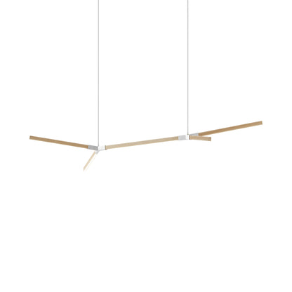 Bough Middle Double LED Pendant Light in Maple/Brushed Nickel.