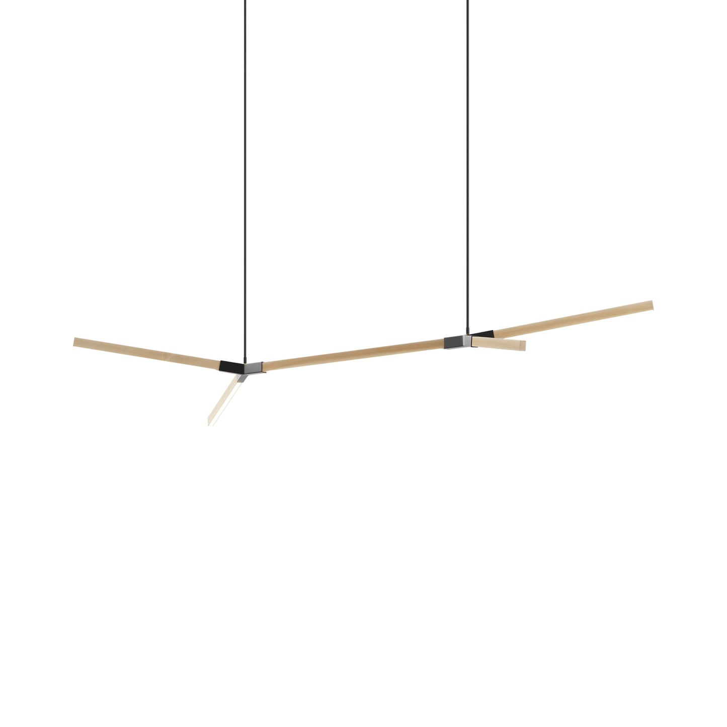 Bough Middle Double LED Pendant Light in Maple/Matte Black.