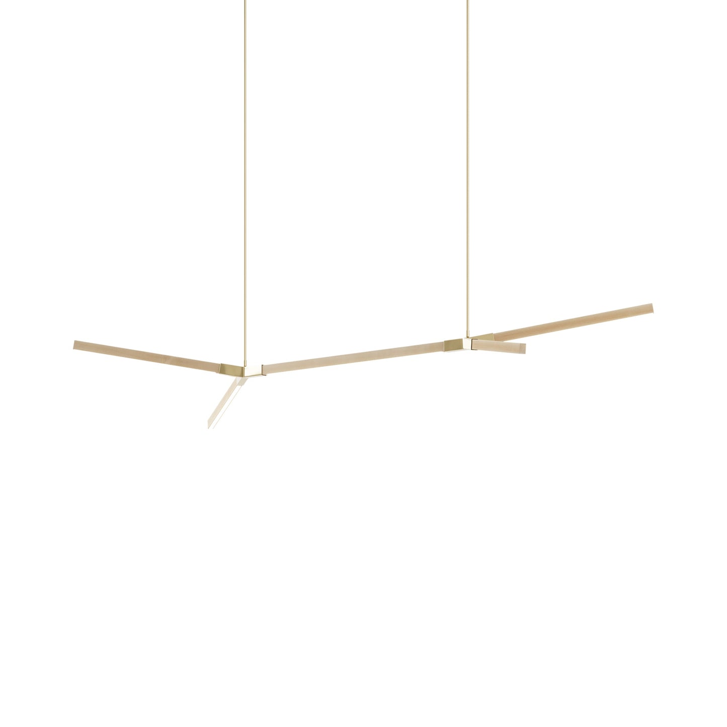 Bough Middle Double LED Pendant Light in Maple/Polished Brass.