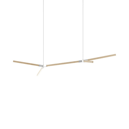 Bough Middle Double LED Pendant Light in Maple/Polished Nickel.