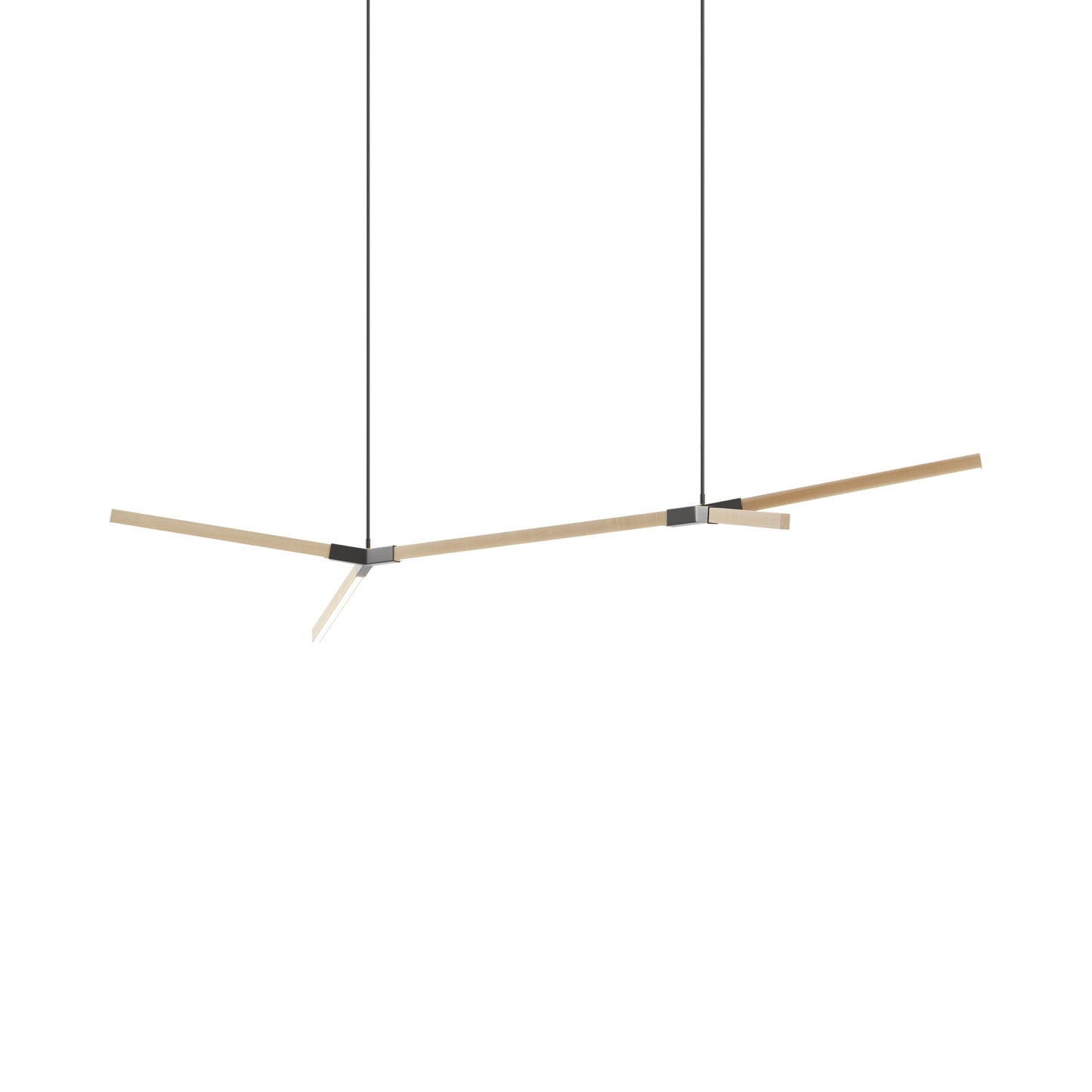 Bough Middle Double LED Pendant Light in Maple/Slate Grey.