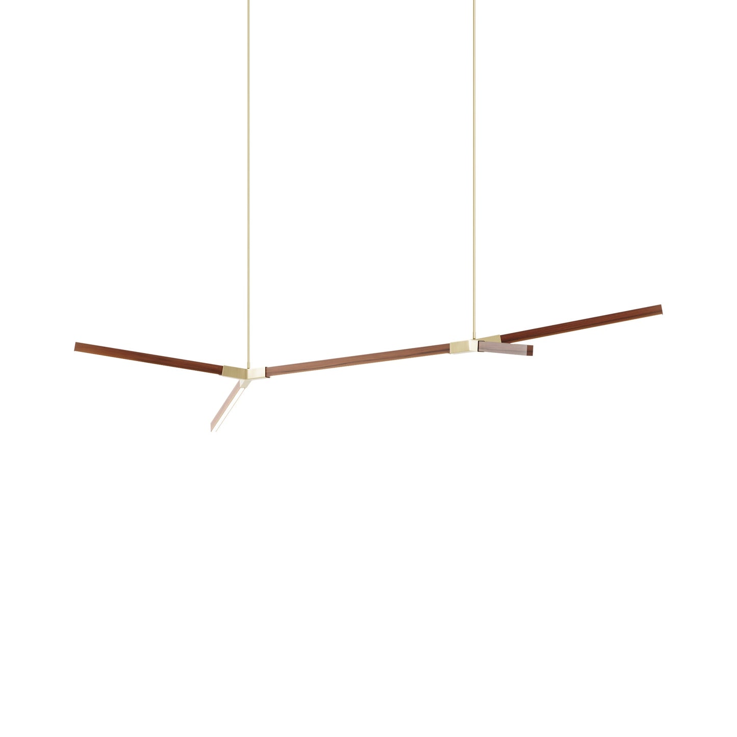 Bough Middle Double LED Pendant Light in Water Tower Redwood/Brushed Brass.