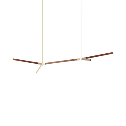 Bough Middle Double LED Pendant Light in Water Tower Redwood/Brushed Brass.