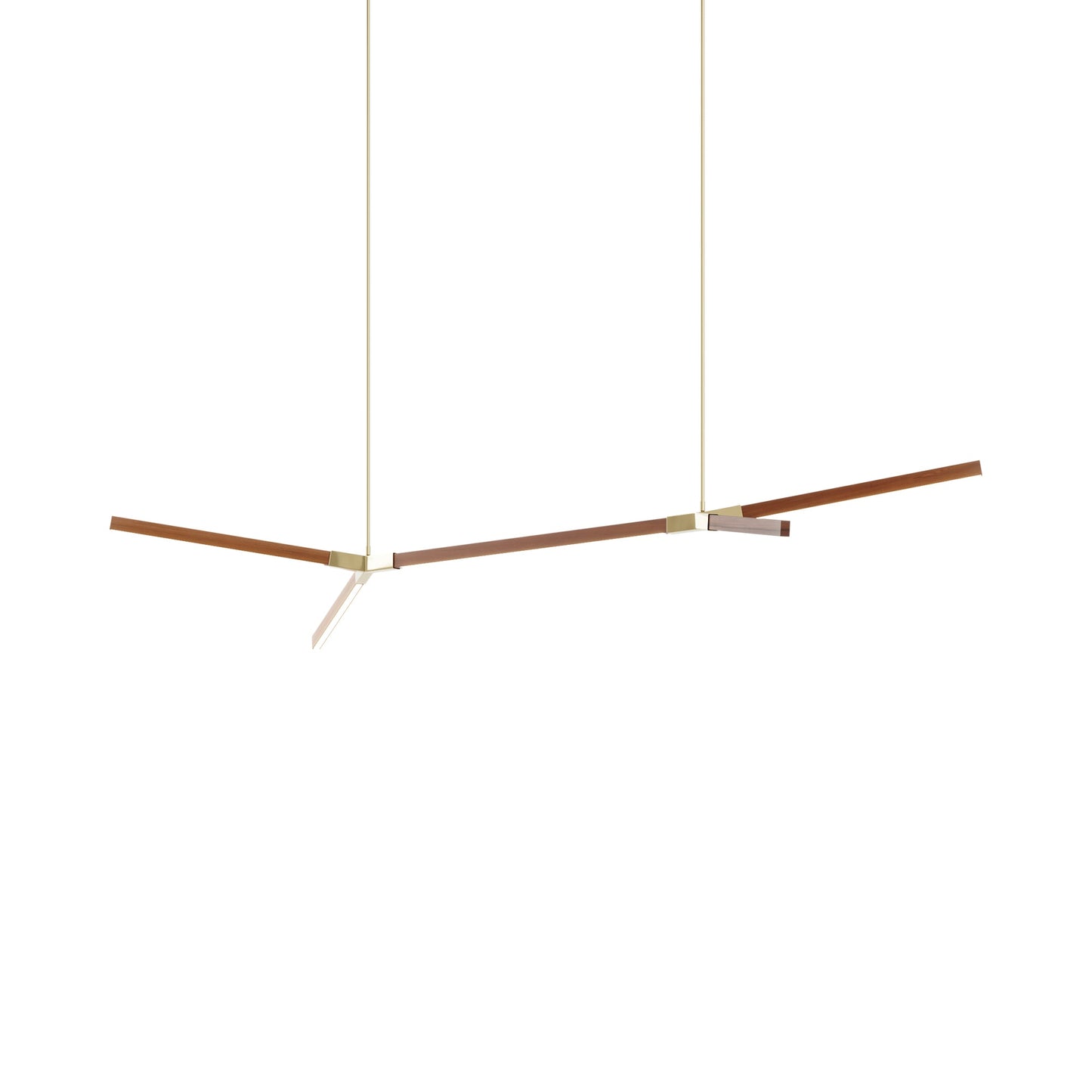 Bough Middle Double LED Pendant Light in Water Tower Redwood/Polished Brass.