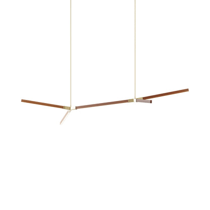 Bough Middle Double LED Pendant Light in Water Tower Redwood/Polished Brass.