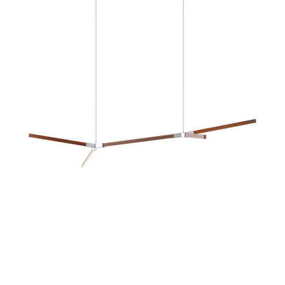 Bough Middle Double LED Pendant Light in Water Tower Redwood/Polished Nickel.