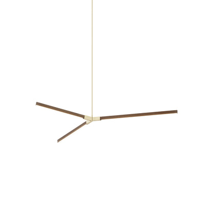 Bough Middle LED Pendant Light in American Walnut/Brushed Brass.