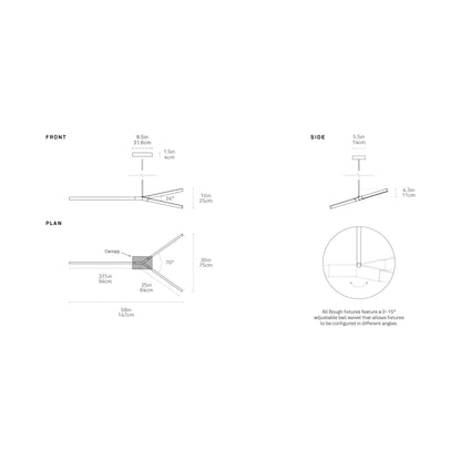 Bough Middle LED Pendant Light - line drawing.