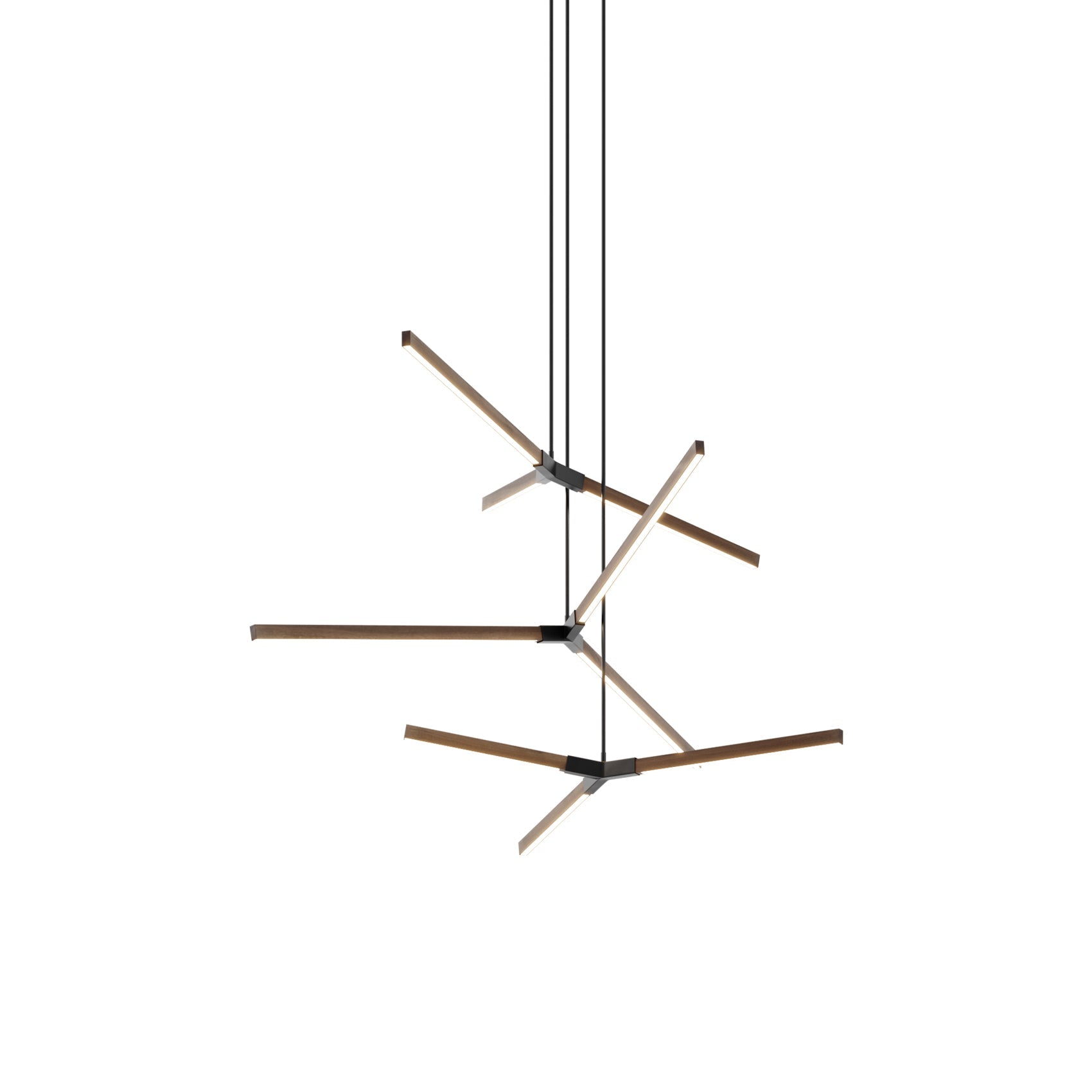 Bough Multi Light LED Chandelier in American Walnut/Blackened.