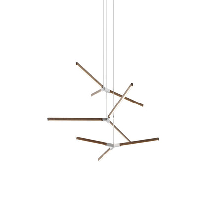 Bough Multi Light LED Chandelier in American Walnut/Brushed Nickel.