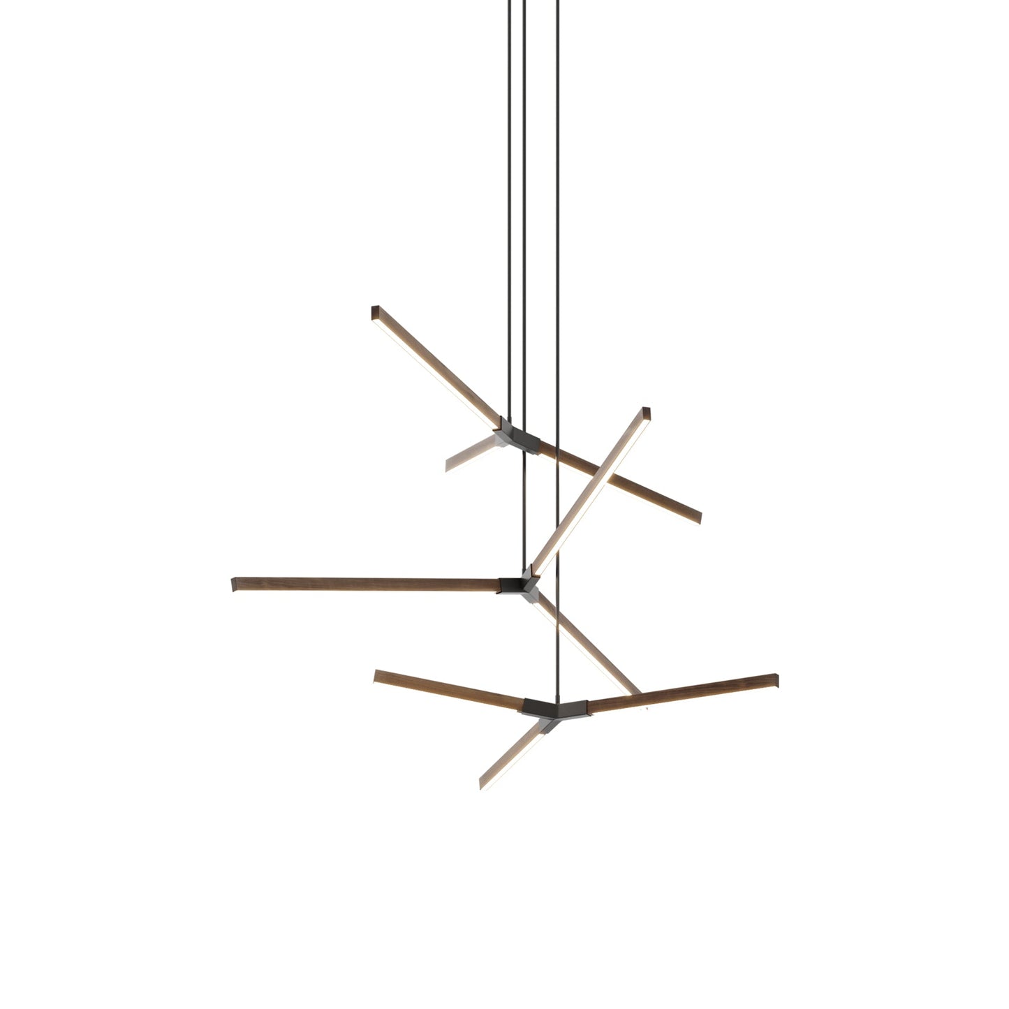 Bough Multi Light LED Chandelier in American Walnut/Slate Grey.