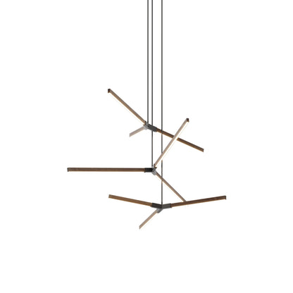 Bough Multi Light LED Chandelier in American Walnut/Slate Grey.