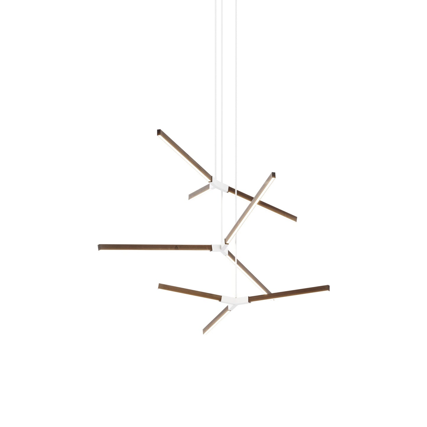 Bough Multi Light LED Chandelier in American Walnut/White.