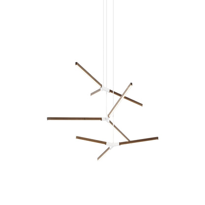 Bough Multi Light LED Chandelier in American Walnut/White.