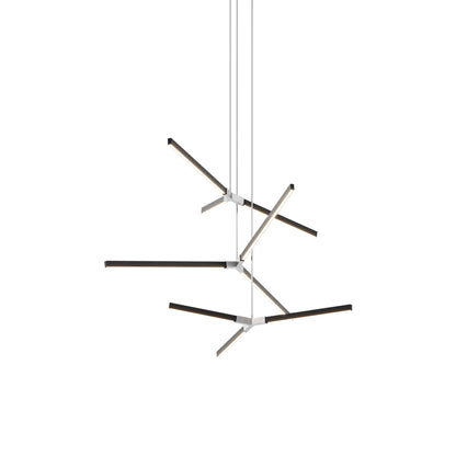 Bough Multi Light LED Chandelier in Ebonized Oak/Brushed Nickel.