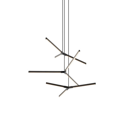 Bough Multi Light LED Chandelier in Ebonized Oak/Matte Black.